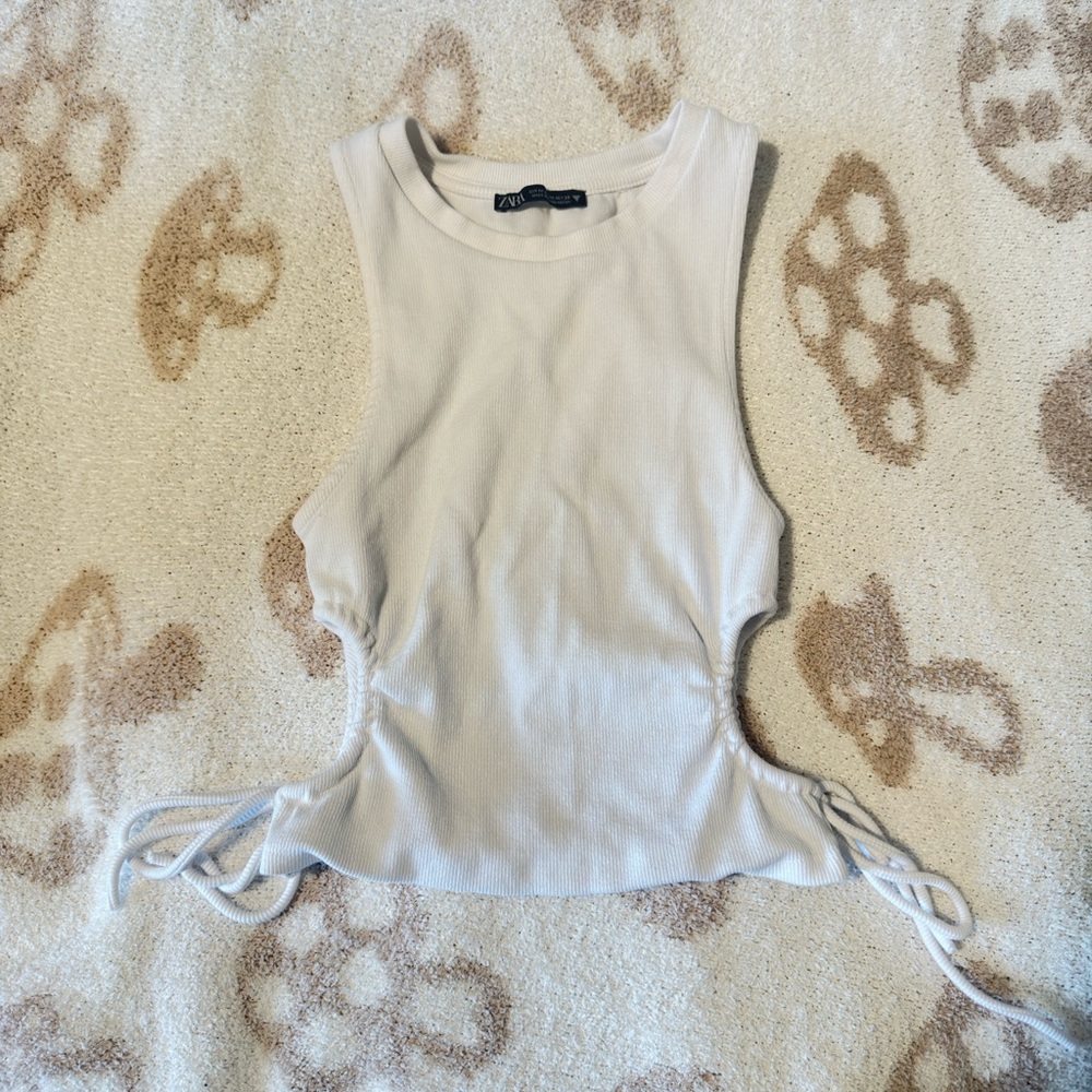 Zara White Side-Tie Tank Top